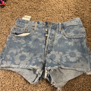 Levi's Blue Jean Shorts with Floral Pattern